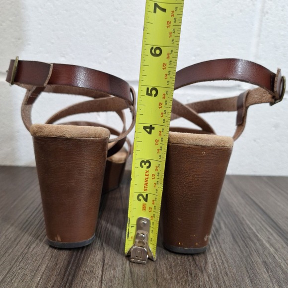 Jellypop Brown Strappy Wedge Sandals Women's 7.5 M Memory Foam Platform Buckle - Picture 5 of 7